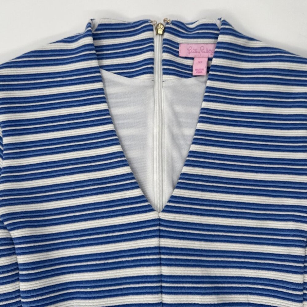 Lilly Pulitzer Dress Womens XS Blue Striped Ottoman Bree Stretch Casual Vacation - Picture 2 of 12